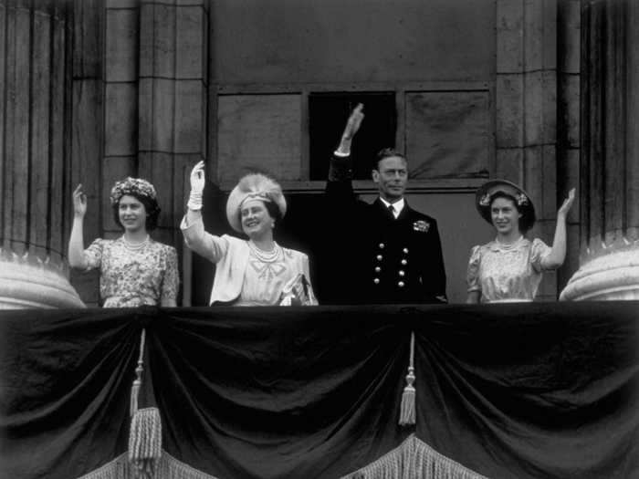 May 8, 1945, became Victory in Europe (V-E) Day, and was celebrated by the royal family on the balcony of Buckingham Palace.