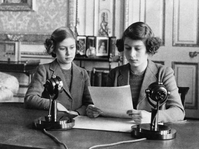 1940: A year after the beginning of World War II, a 14-year-old Elizabeth sent out her first radio broadcast. She addressed the children of the Commonwealth, most of whom had been evacuated and were away from their families. She told them to remember that when peace comes, "it will be for us children of today to make the world of tomorrow a better and happier place."