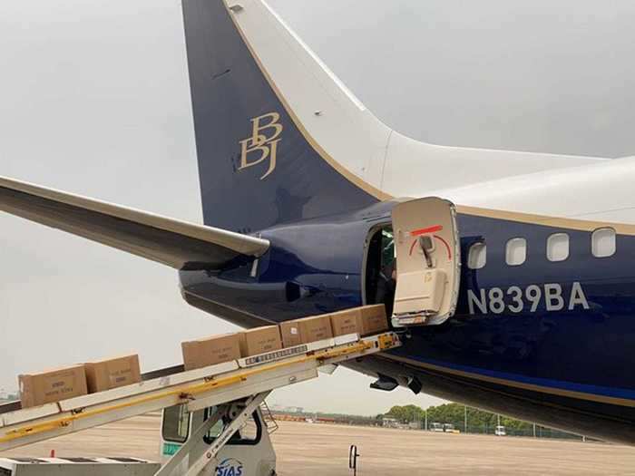 The Boeing private jet arrived in Manchester, New Hampshire on Saturday after flying from China to pick up medical face masks.