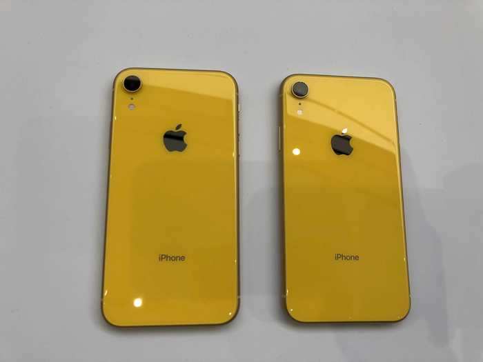 Apple has two yellow phones, but they look fairly different. The iPhone XR in yellow is close to a mustard color.