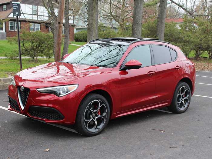 My 2020 Alfa Romeo Stelvio tester arrived in Ti Sport trim, wearing a Rosso Competizione Tri-Coat paint job that was simply luminous. Price? $45,745 before a lot of options took it to $61,240.