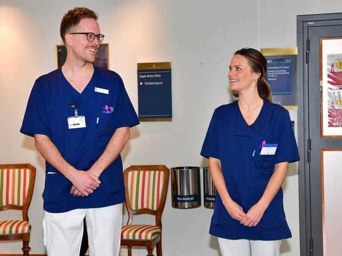 Princess Sofia of Sweden is volunteering at Sophiahemmet hospital in Stockholm.