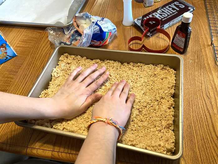 Technically, my Rice Krispies were ready to eat as soon as I pressed them into a baking pan.