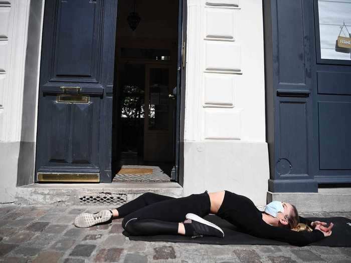 In Paris, an Irish dancer named Isabelle practiced outside her home on April 14. She began her workout on the ground...