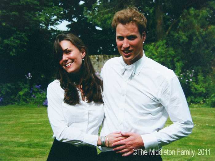 2005: Kate and William graduated from the University of St Andrews in June 2005. In 2011, the Middleton family released this image of the pair looking loved up after their graduation ceremony.