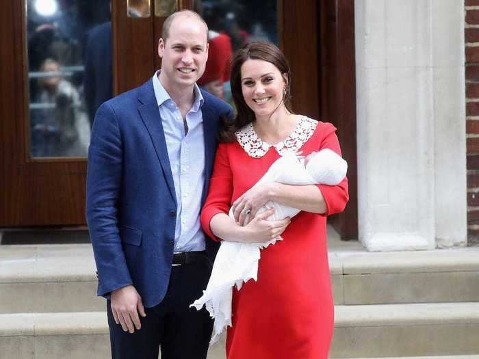 2018: The couple welcomed their third child, Prince Louis, outside the Lindo Wing at St Mary