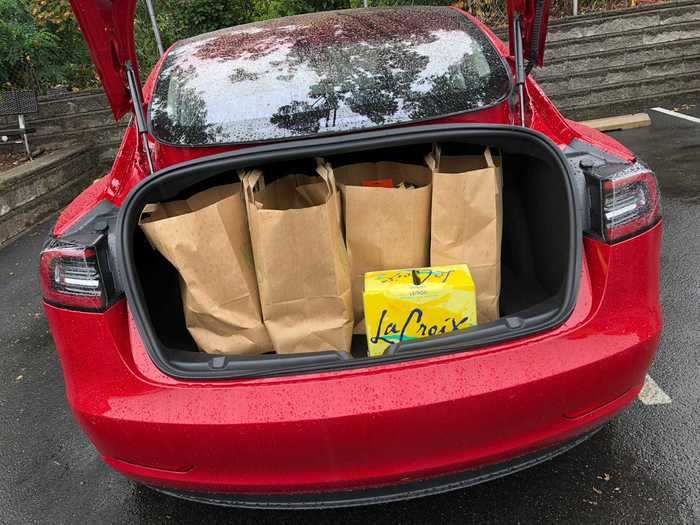 The Model 3 might be a sedan, but it has the cargo capacity of a crossover SUV, thanks to a segment-appropriate trunk and a front "frunk."