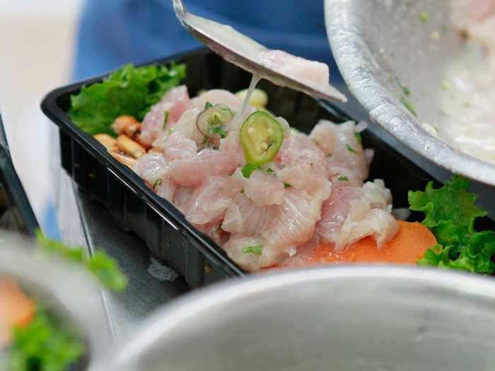 Ceviche is common both on the street and in restaurants in Peru and can be purchased for as little as $3.