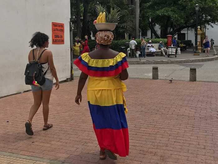 People dressed very colorfully in Colombia. It wasn