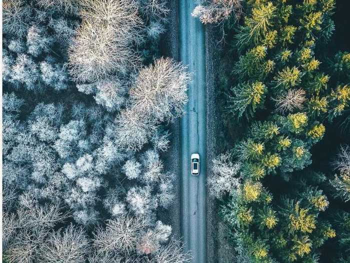 This road magically splits seasons.