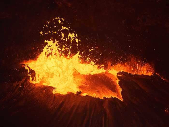 Aerial photos were able to capture the fiery beauty of Kīlauea