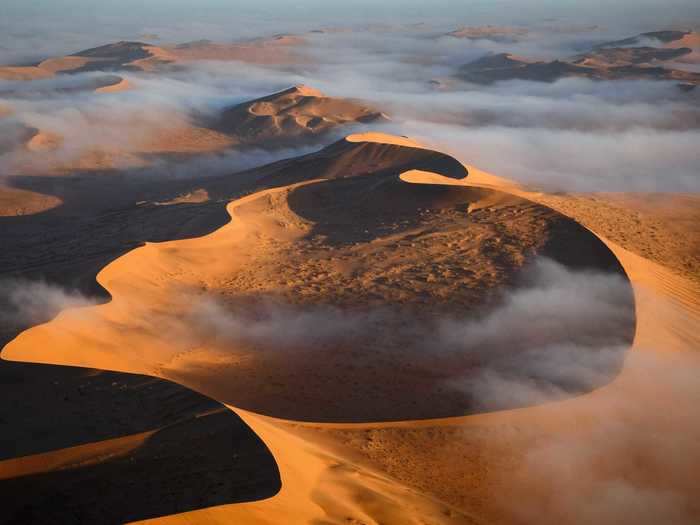 The dry deserts of Namibia are also gorgeous when viewed from above.