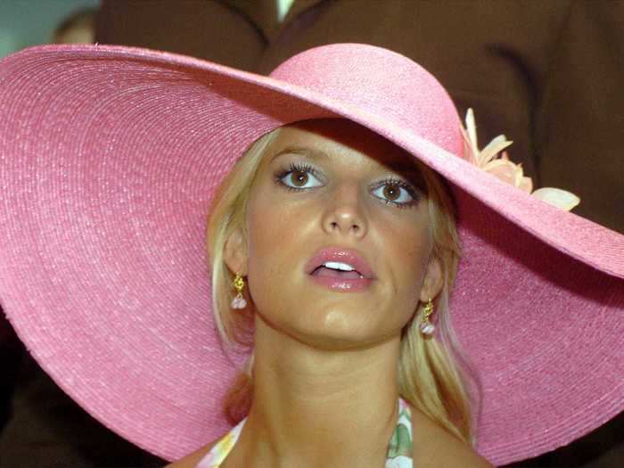 Jessica Simpson also attended the 2004 race in a candy pink hat.