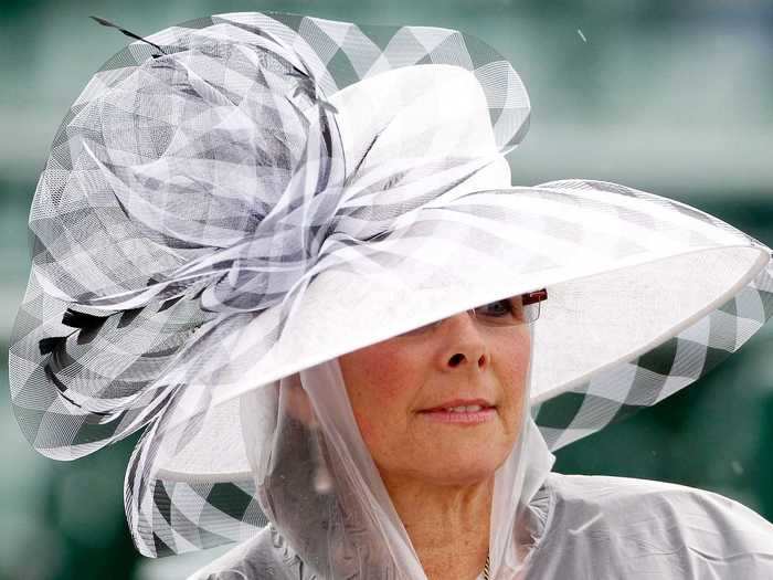 Sheer checkered fabric is a staple for summer, as demonstrated by a 2010 Kentucky Derby spectator.