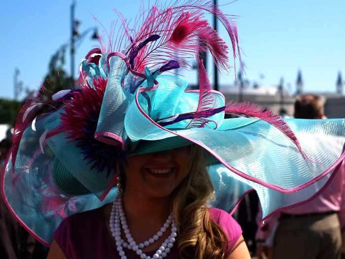 Blue and pink made for a whimsical choice at the 2015 Kentucky Derby.