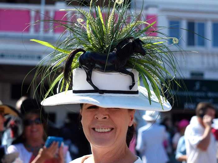 A sleek horse was the focal point of this hat from 2015.