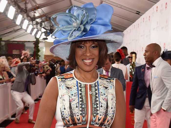 In 2016, Gayle King hit the red carpet in a soft blue flower hat.