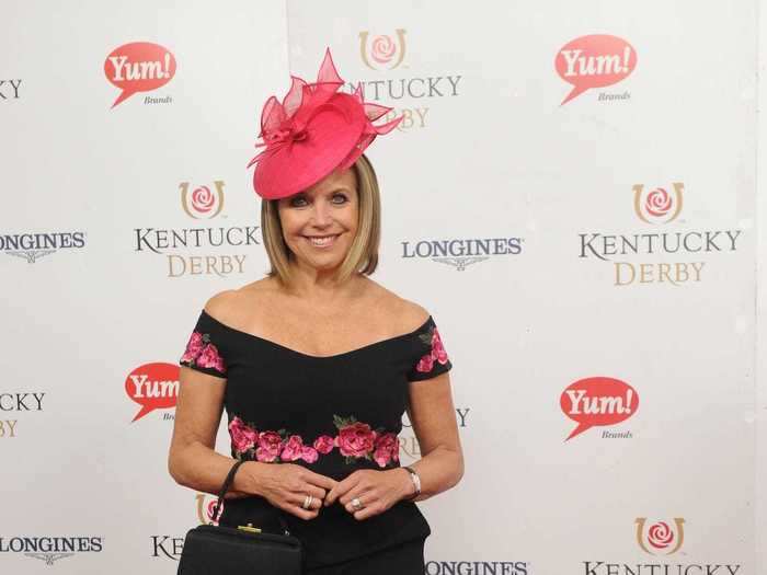 Katie Couric brought a pop of pink to the Kentucky Derby red carpet in May 2017.