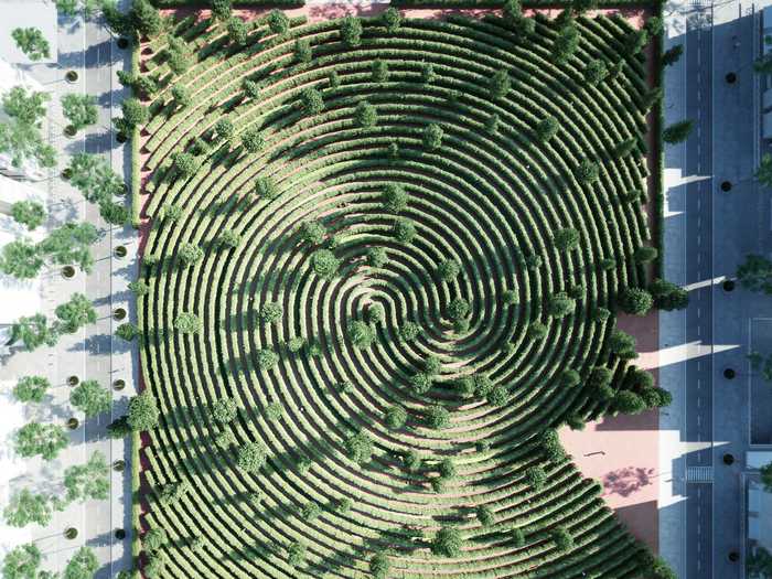 Their solution? Parc de la Distance: A maze-like park that resembles a fingerprint from above.