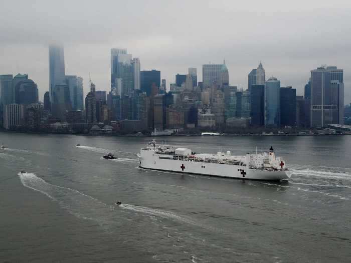 March 30: The Comfort arrived in New York City the next day, a white beacon of hope for a city that had at the time seen more than 36,000 cases and 790 deaths. That number has since grown to more than 138,000 cases and 9,944 deaths.