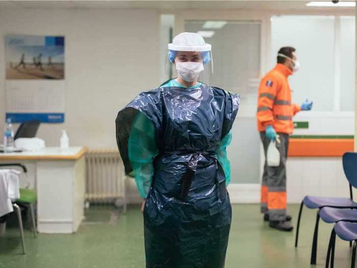 Some medics have adapted as best they can, for instance including wearing trash bags over their scrubs for an additional layer of safety.