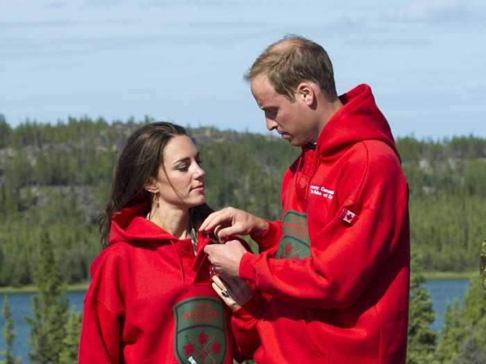 During their royal visit to Canada in 2011, Prince William and Kate Middleton wore the same red hoodie.