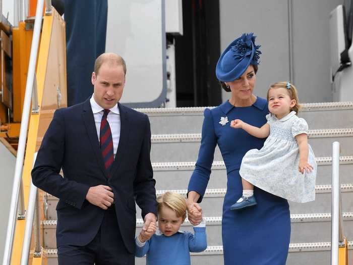 In 2016, Prince William, Kate Middleton, Prince George, and Princess Charlotte all wore blue to start their royal tour of Canada.