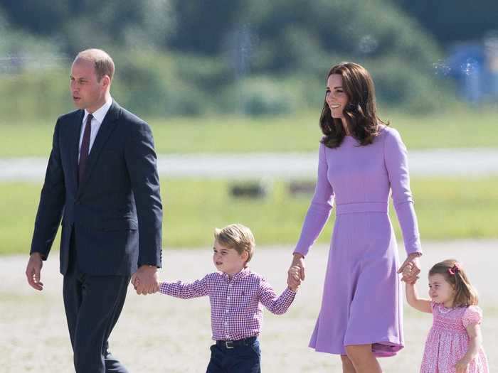 The royal family coordinated again in purple and pink on the last day of their 2017 tour of Poland and Germany.