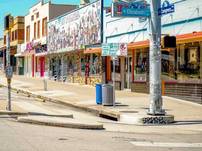 All the non-essential stores on South Congress are closed to prevent the spread of the virus.