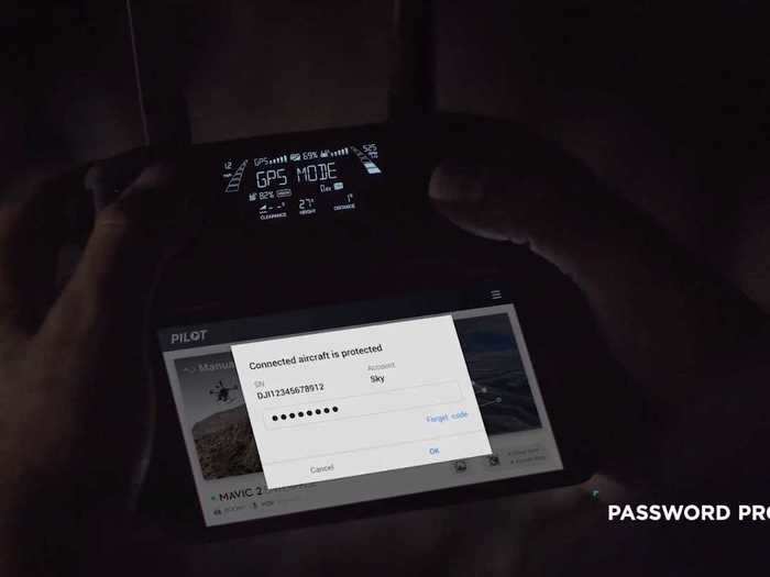 DJI emphasizes the security of the model, which is password protected.