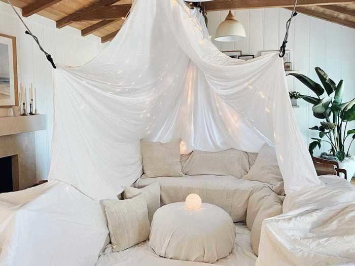 Lauren Conrad built a pillow fort with her children.