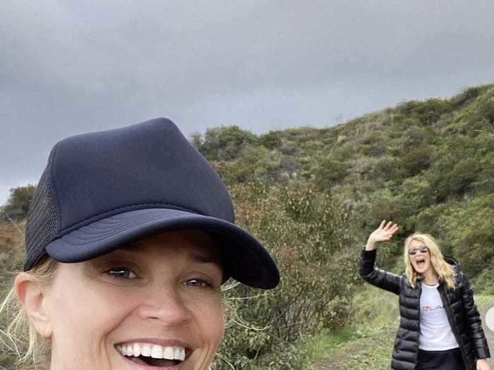 Reese Witherspoon and Laura Dern practiced "social distancing" during their walk.