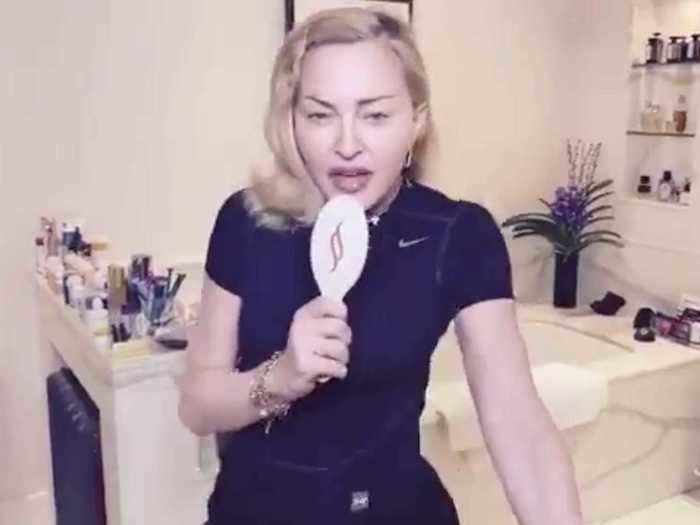 Madonna remixed her song "Vogue" while singing in the bathroom.