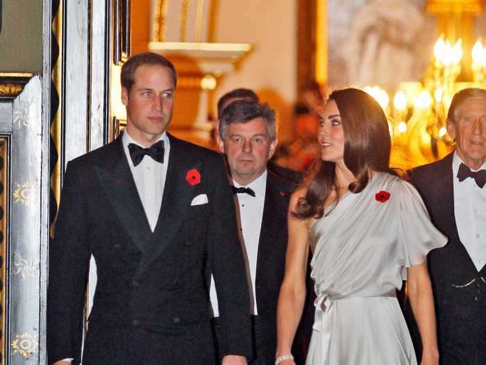 In November 2011, Middleton wore a one-shoulder gown to a reception at St. James