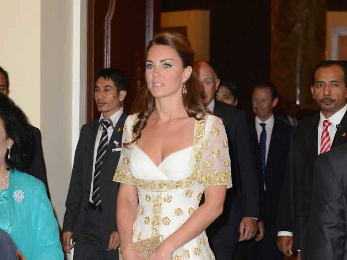 The duchess debuted a special design by Alexander McQueen during a visit to Malaysia in September 2012.