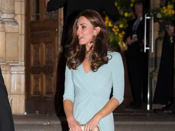 Middleton opted for a light-blue gown at the Wildlife Photographer of the Year awards in October 2014.