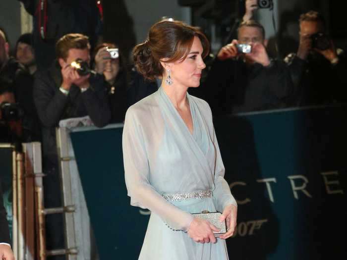 That same month, she attended the world premiere of "Spectre" in a light-blue Jenny Packham gown.