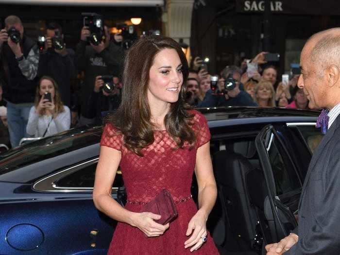 In April 2017, she wore a whimsical red dress to the opening night of "42nd Street" at the Theatre Royal in London, UK.