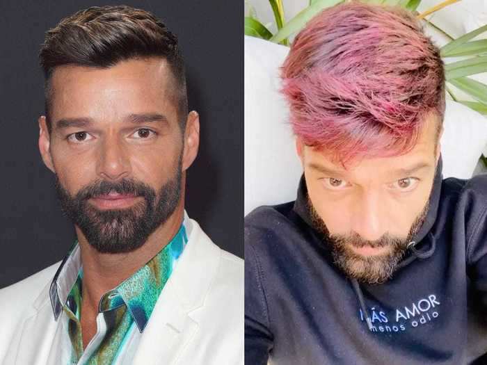 Ricky Martin was one of the first celebrities to dye their hair a bright color while social distancing.