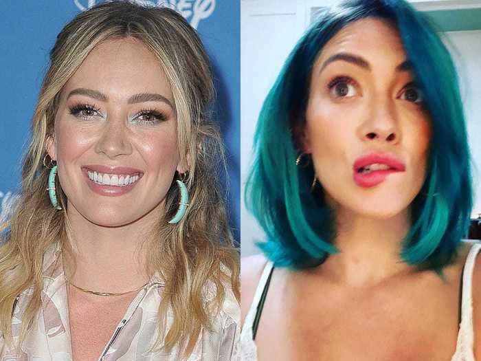 Hilary Duff, on the other hand, spontaneously cut her hair and dyed it a bright shade of blue.