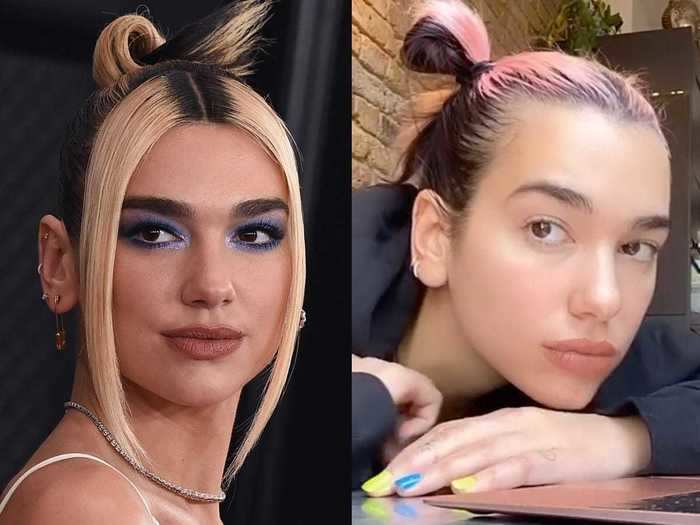 Dua Lipa added some pink strands to her hair as part of an "experiment."