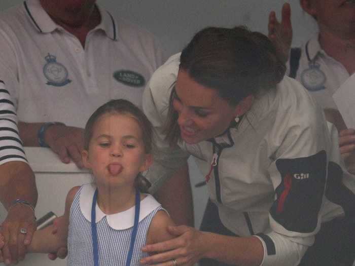 When her mom tried to get her to wave at fans during a sailing race in August, Charlotte cheekily stuck her tongue out at them instead.