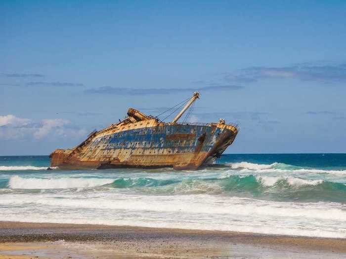 The wreck of the storied SS American Star has been eroding since it was beached on Playa de Garcey in Fuertaventura, one of the Canary Islands, in 1994.