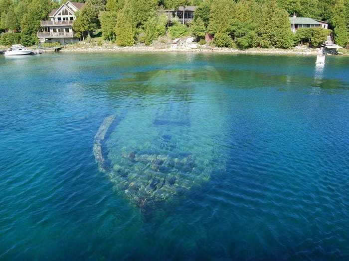 At a park in Ontario, Canada, there are more than 20 underwater shipwrecks such as the Sweepstakes, a sunken schooner in Big Tub Harbor.