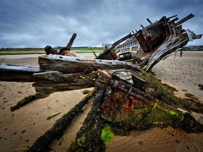 Nicknamed "Bad Eddie" this ship was towed into the Magheraclogher Beach in Donegal, Ireland, in 1977.