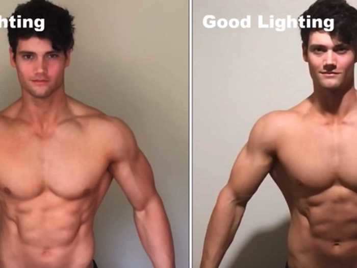 In the video, he demonstrated how things like lighting and camera angles can impact how your photos look. "Lighting is the most important from a bodybuilding standpoint," Murphy said.