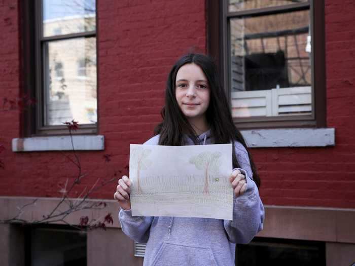 Jane Hassebroek, a 13-year old from Brooklyn, said, "I chose to draw my local park because it