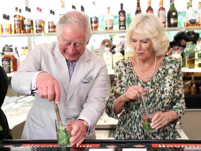 Prince Charles gleefully prepared a mojito on a visit to Cuba.