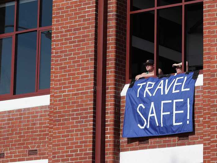 On April 16, the ship — which now had eight passengers on board and hundreds of crew members — left Fremantle. Groups of people gathered to bid them farewell from the Australian mainland.