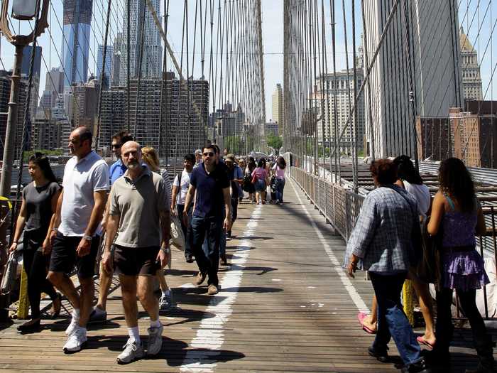 The Brooklyn Bridge is normally a bustling hotspot for tourists and locals alike.